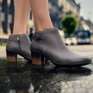 Dansko Perry Waterproof Grey Leather Ankle Boots Zip Up size 37